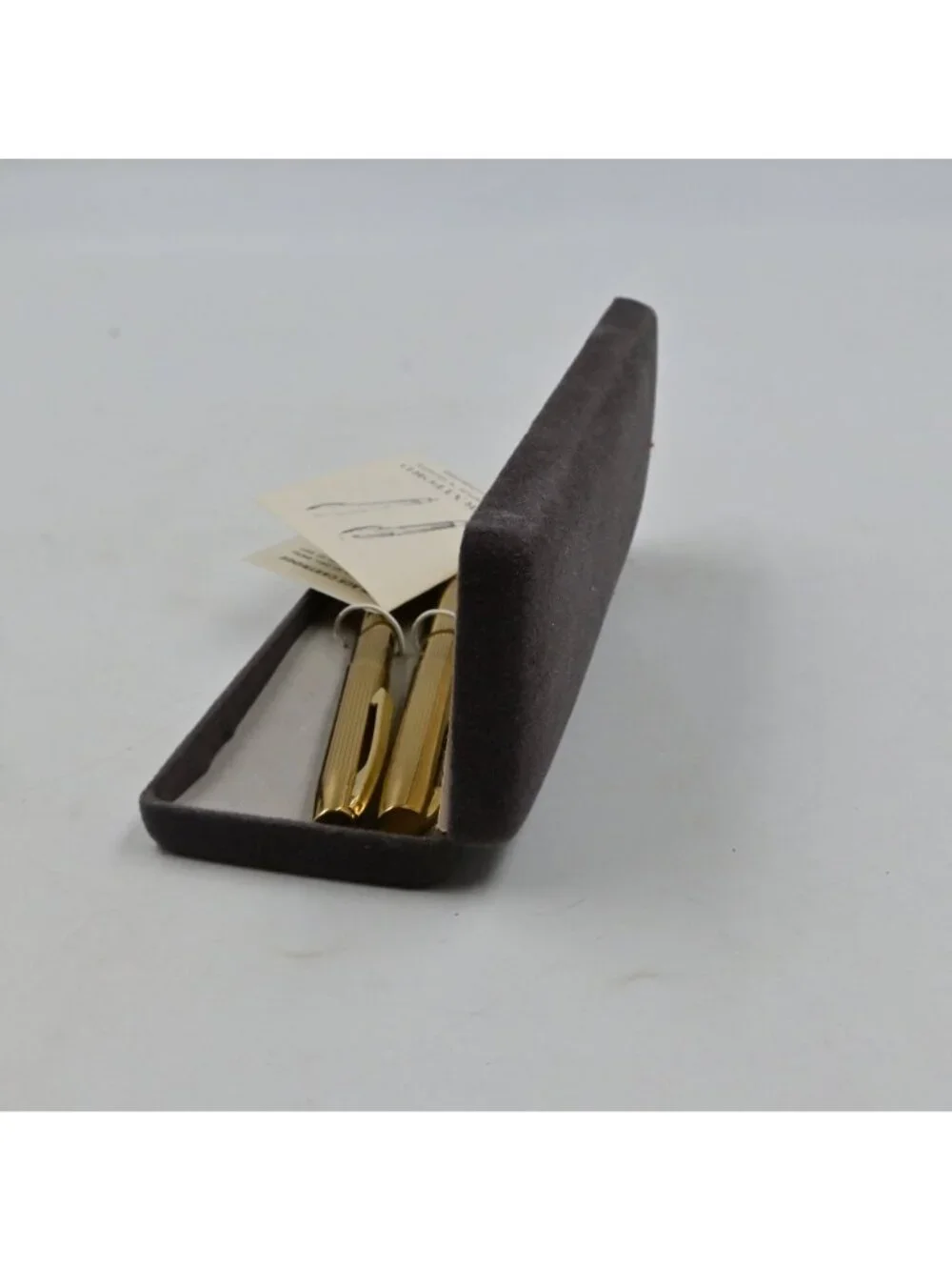 Stratford Gold Tone Ballpoint Pen & Mechanical Pencil Set Original Case Vintage